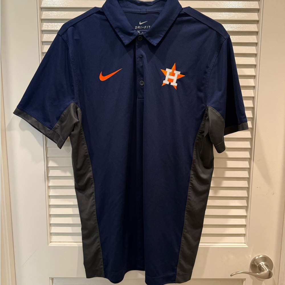 Nike Navy and Gray Houston Astros Performance Polo with Orange Accents